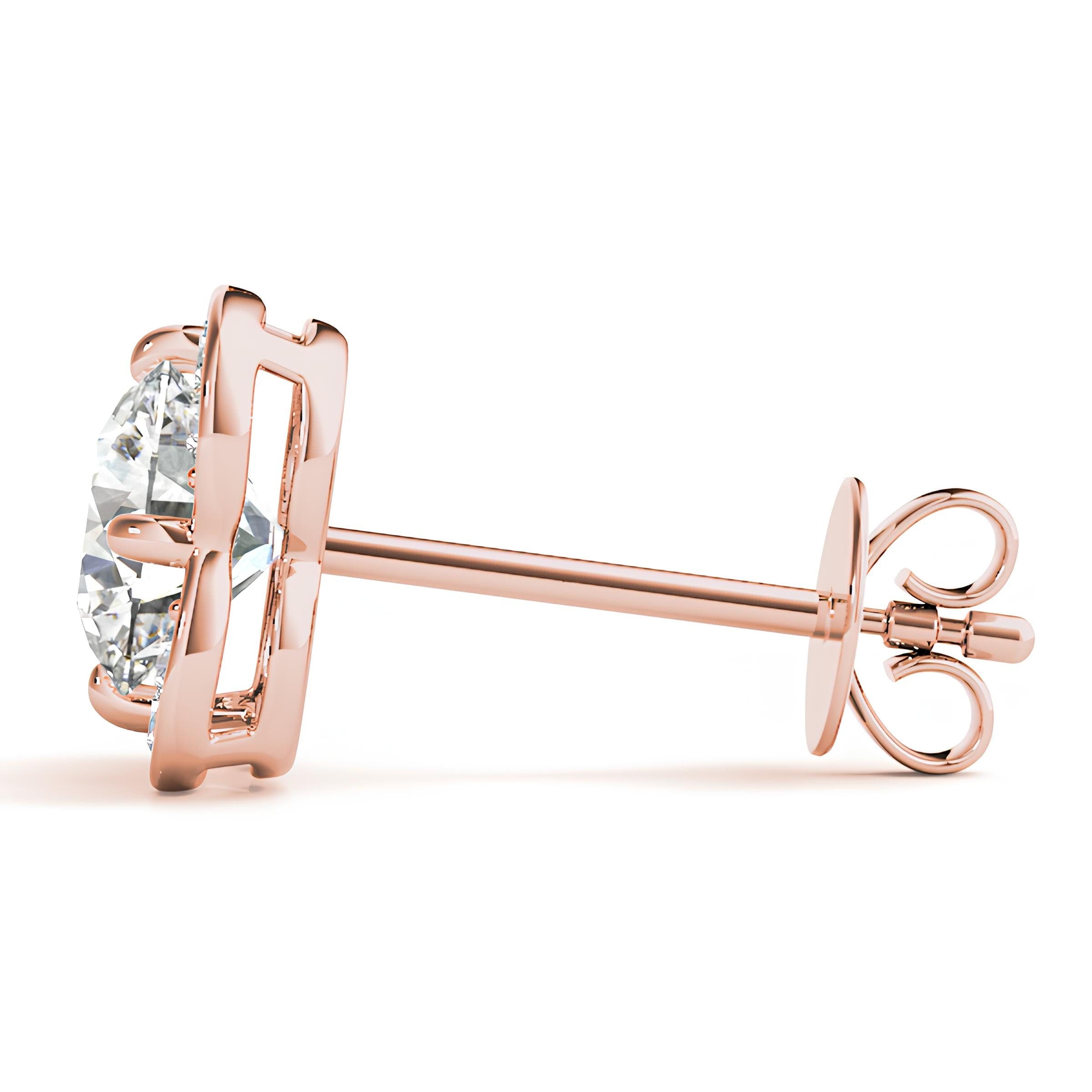 Elegant 1.12 Carat Halo Butterfly EF VS/SI Lab Grown Diamond Stud Earrings 14K Solid Gold